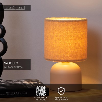 Lucide WOOLLY - Lámpara de mesa - Ø 16 cm - 1xE14 - Ocre